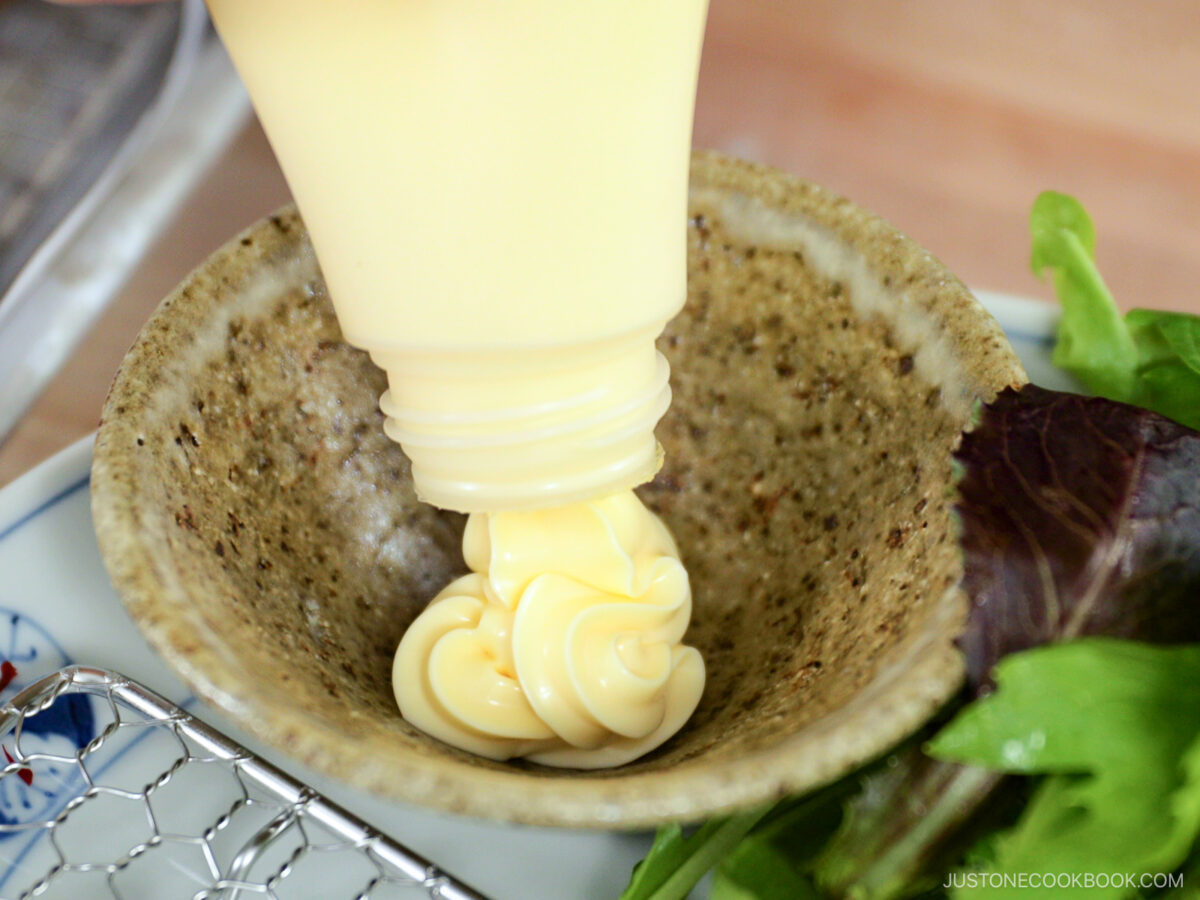 Serve kewpie mayonnaise in a small dish.